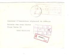 Lettre En Recommandée Vignette D'affranchissement De 106,00 Bef Verviers 1 20/10/1986 + C.Verviers V.E/V - Cartas & Documentos