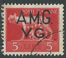 1945-47 TRIESTE AMG VG USATO LUPA 5 LIRE - L11 - Oblitérés