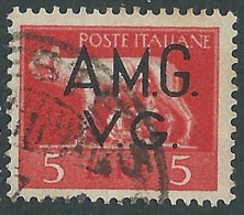 1945-47 TRIESTE AMG VG USATO LUPA 5 LIRE - L15 - Afgestempeld