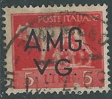 1945-47 TRIESTE AMG VG USATO LUPA 5 LIRE - L18 - Afgestempeld