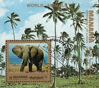 Wildlife Tierwelt 1972 Manama Block 182 O 2€ Afrika Tier Elefant Out Africa Bloque Hoja Bloc WWF Fauna Sheet Bf VAE - Used Stamps