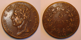 5 CENTIMES A, COLONIES FRANÇAISES, CHARLES X, 1828. Qualité, Patine. - Colonie Francesi (1817-1844)