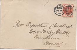 VICTORIAN STAMP - ORANGE ONE HALF PENNY - With Huddersfield Postmark No. 38 - On Cover - Storia Postale