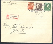 Netherlands 1928 Registered Cover: Olympic Games Olympiade Amsterdam Football Soccer Boxing Lion Löwe Coat Of Arms - Ete 1928: Amsterdam