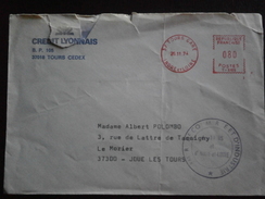 FRANCE TIMBRE EMA CREDIT LYONNAIS ENVELOPPE LETTRE CHAMBRE COMMERCE TOURS INDRE LOIRE GREVE POSTALE 1974 - Other & Unclassified