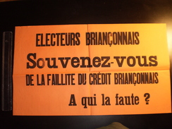 ELECTIONS AFFICHE  HAUTES ALPES BRIANCON 1900/1930 - Plakate