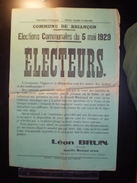 ELECTIONS AFFICHE  HAUTES ALPES BRIANCON 1929 - Plakate