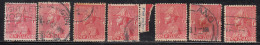 1s X 7 Used, Shade Varities  New Zealand 1926 / 1927 - Usados