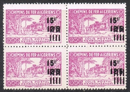 ALGERIE COLIS POSTAL N°198 N**  En Bloc De 4, Variété Sans Surcharge "contrôle Des Recettes" - Colis Postaux