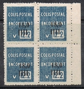 ALGERIE COLIS POSTAL N°150 N**  En Bloc De 4, Variété Sans Surcharge "contrôle Des Recettes" - Colis Postaux