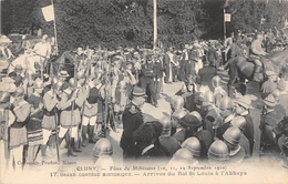 71-CLUNY- FÊTES DU MILINAIRE, 1910 , GRAND CORTEGE HISTORIQUE, ARRIVEE DU ROI ST LOUIS A L'ABBAYE - Cluny