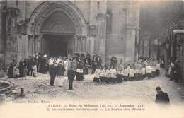 71-CLUNY- FÊTES DU MILINAIRE, 1910 , GRAND MESSES PONTIFICALES- LA SORTIE DES PRELATS - Cluny