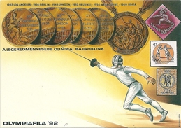 5095 Hungary Postcard Olympic Champion 1936 1932 1948 1952 1956 1960 Fencing Philately - Olympic Games