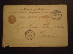 FRANCE SUISSE CACHET ENTREE ROUGE SUISSE LYON LETTRE ENVELOPPE CARTE ENV ENTIER GENEVE BORDEAUX - Entry Postmarks