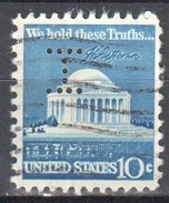 United States 1973  Jefferson Memorial - Sc #1510 - Mi.1127A - Perfin  - Used - Perfins