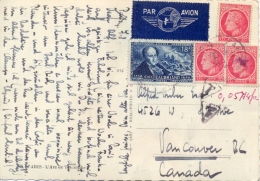 France 1949 Picture Postcard To Canada By Airmail With 3 X 1 F. Ceres + 18 F. Chateaubriand - 1927-1959 Covers & Documents