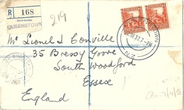 R Brief  Queenstown NZ - South Woodford             1937 - Lettres & Documents