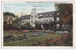 USA, Rochester NY, George Eastman Residence And Sunken Gardens, C1928 Vintage Postcard - Rochester