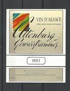 1993 ALSACE VIN   ALTENBURG GEWURZTRAMINER  CAVE KIENTZHEIM-KAYSERBERG NEUF QUALITÉ - Gewurztraminer
