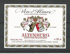 ALSACE  VIN  ALTENBURG GEWURZTRAMINER  CAVE KIENTZHEIM-KAYSERBERG NEUF QUALITÉ - Gewurztraminer