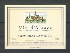 VIN D'ALSACE  GEWURZTRAMINER CAVE  KIENTZHEIM KAYSERBERG  NEUF QUALITÉ - Gewürztraminer