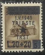 OCCUPAZIONE JUGOSLAVA DI TRIESTE 1945 SOPRASTAMPATO OVERPRINTED LIRE 20 + 20 SU CENT 5 C. MNH - Jugoslawische Bes.: Triest