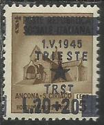 OCCUPAZIONE JUGOSLAVA DI TRIESTE 1945 SOPRASTAMPATO D'ITALIA ITALY OVERPRINTED LIRE 20 + 20 SU CENT. 5 C. VARIETY MNH - Joegoslavische Bez.: Trieste