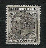 SPAGNA 1879 - Alfonso XII - 2 C.nero-grigio - Yt:ES 183 - Ungebraucht