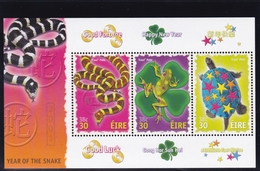 2001, Irland, 1304 Block 37, Grußmarken: Chinesisches Neujahr - Jahr Der Schlange. MNH **, - Blocks & Sheetlets