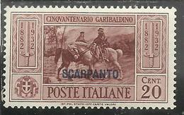 EGEO 1932 SCARPANTO GARIBALDI 20 CENT. MLH - Aegean (Scarpanto)