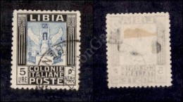 Libia - 1937 - 5 Lire (144) Dentellato 11 - Oleosità Al Retro (650) - Sonstige & Ohne Zuordnung