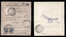 Eritrea - Segnatasse Vaglia - Due 20 Cent (1) Su Ricevuta - Adi Ugri 22.12.25 (1.400) - Otros & Sin Clasificación