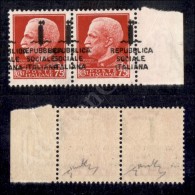 1944 - Firenze - Coppia Bordo Foglio Del 75 Cent (494oaa - Varietà) Con Soprastampa A Cavallo E Doppia... - Otros & Sin Clasificación