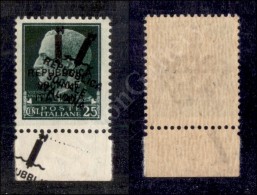 1944 - 25 Cent (491fa) Con Doppia Soprastampa (una Obliqua Ripetuta A Margine) Nuovo Con Gomma Integra (840) - Altri & Non Classificati