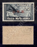 1943 - GNR Brescia - 2 Lire Aeroespresso (125/II - Aerea) Nuovo Con Gomma Integra - Diena (2.250) - Other & Unclassified