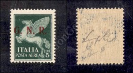 1943 - 5 Lire GNR (123/IIIad - Aerea) Con Punti Grossi Dopo Le Lettere Nuovo Con Gomma Integra - Fiecchi + Sirotti... - Other & Unclassified