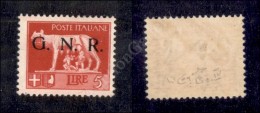1943 - 5 Lire GNR (485/A - Spaziati) Nuovo Con Gomma - Raybaudi (2.400) - Other & Unclassified