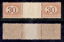 30 Cent Arancio (23 - Segnatasse) - Coppia Con Interspazio Di Gruppo Al Centro Nuova Con Gomma Integra (1.500) - Otros & Sin Clasificación