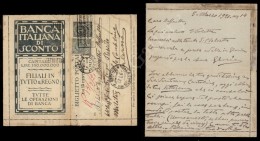 15 Cent (1) Banca Di Sconto - Biglietto Postale Da Venezia A Palermo Del 7.3.21 (300) - Other & Unclassified