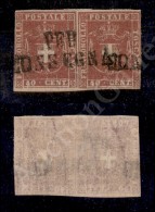 1860 - Coppia Del 40 Cent Carminio Scarlatto (21a) Stretta In Verticale - Per Consegna (3.250+) - Other & Unclassified