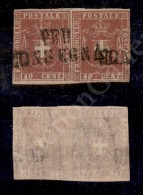 1860 - Coppia Del 40 Cent Carminio Scarlatto (21a) Stretta In Verticale - Per Consegna (3.250+) - Otros & Sin Clasificación