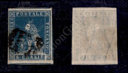 1857 - 6 Crazie Azzurro (15) Con Grandi Margini E Interspazio Di Gruppo In Basso - Molto Bello E Raro (425++) - Sonstige & Ohne Zuordnung