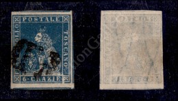 1857 - 6 Crazie Azzurro (15) Con Grandi Margini E Interspazio Di Gruppo In Basso - Molto Bello E Raro (425++) - Autres & Non Classés