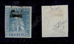 1851 - 2 Crazie Azzurro (5) - Con Grandi Margini - Molto Bello - Sorani (250+) - Other & Unclassified