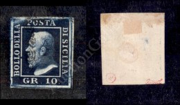 1859 - 10 Grana Indaco Nero (12a) Con Grandi Margini - Leggero Assottigliamento (4.000) - Other & Unclassified