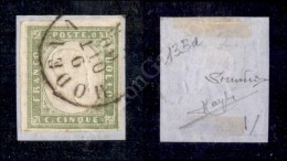 1859 - 5 Cent Verde Oliva Grigio Chiaro (13Bd) Su Frammento - Raybaudi (725) - Andere & Zonder Classificatie