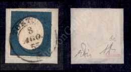 1854 - 20 Cent Azzurro Verdastro (8d) Su Frammento Da Tortona Del 8.8.55 - Molto Bello - Diena (450+) - Other & Unclassified