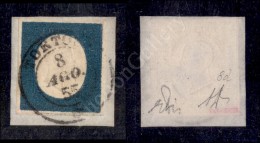 1854 - 20 Cent Azzurro Verdastro (8d) Su Frammento Da Tortona Del 8.8.55 - Molto Bello - Diena (450+) - Autres & Non Classés