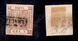 1858 - 5 Grana Rosa Bruno (8e) Con Doppia Incisione - Diena (165) - Autres & Non Classés