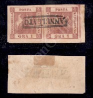 1859 - 1 Grano Carminio (4a) - Coppia Bordo Foglio - Molto Bella (220+) - Other & Unclassified